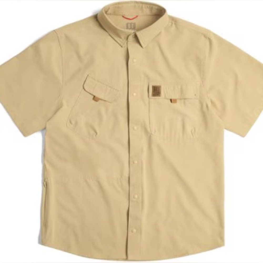 Topo Designs men’s button up tan size small